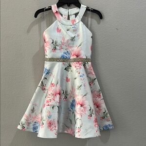 Rare Editions Pink and Blue Halter Sundress for Weddings